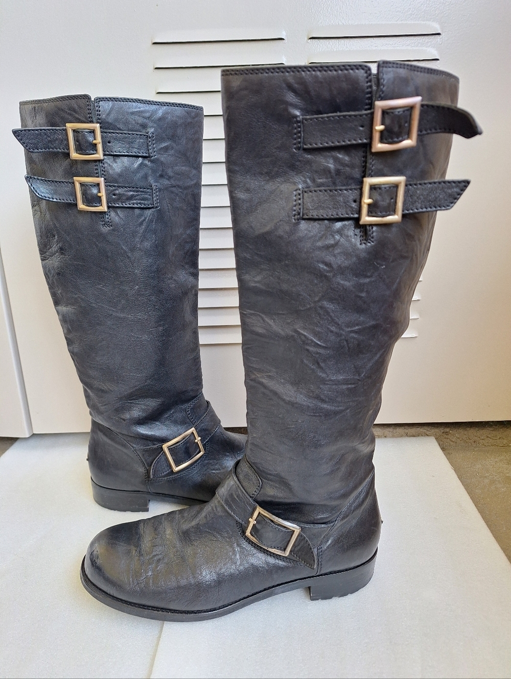 Authentic Jimmy Choo Yule Black Leather Biker Boots 11 (42)